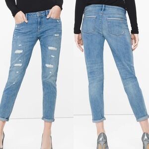 White House Black Market NWT Girlfriend Deconstructed Silver Chains Jeans Size 4